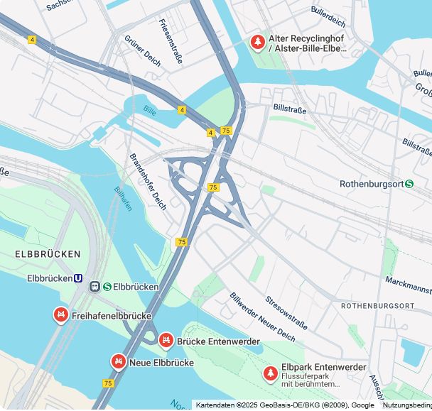 Strecke bis zum Elbpark Entenwerder